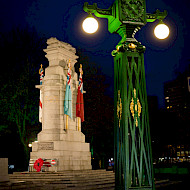 Rochdale Memorial Gardens, Architectural Paint Research of the three types of historic lamp standards. Client: Rochdale Borough Council.  Image courtesy of Rochdale Borough Council. Employer: University of Lincoln