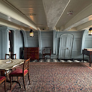HMS Victory, Nelson's Cabin Following Paint Research and Paint Analysis. Employer: University of Lincoln. Client: National Museum of the Royal Navy . Image Copyright Crick-Smith